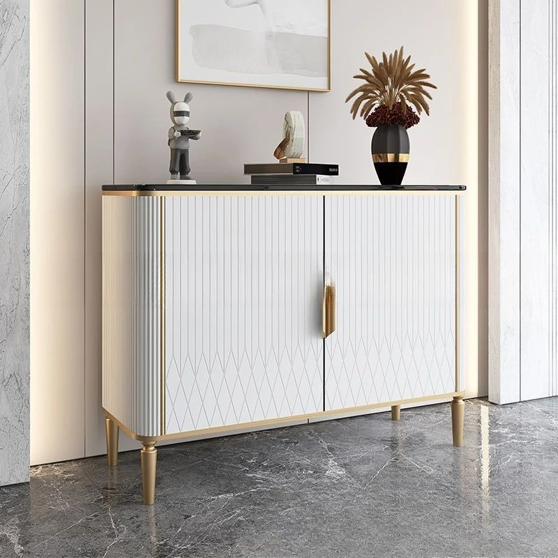 Light luxury home entrance cabinet wine cabinet rock slab Italian style door shoe cabinet living room home American style decora