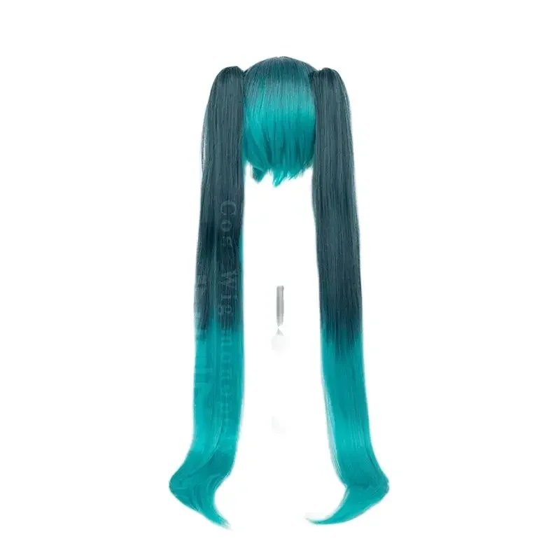 Anime Miku Cos Wig 105CM Double Horse Tail Double Color Gradual Heat Resistant Synthetic Hatsune Hair Cosplay Wigs wig Cap