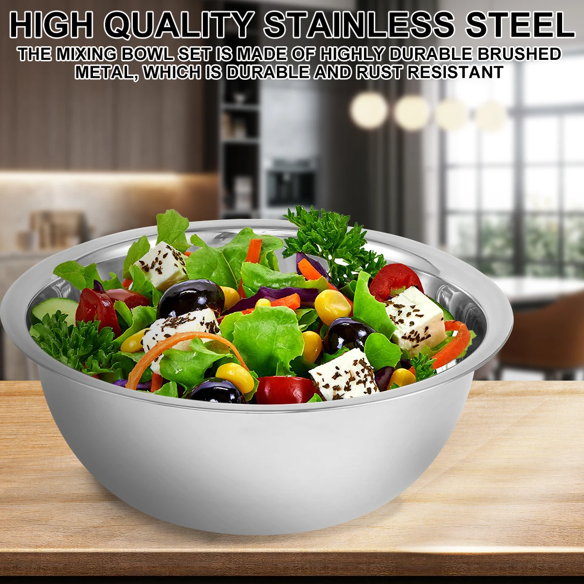 5Pcs Stainless Steel Mixing Bowl Set Multipurpose Soup Basin 5Sizes Space Saving Nesting Bowls Set 2600ML Salad Bowls for Baking