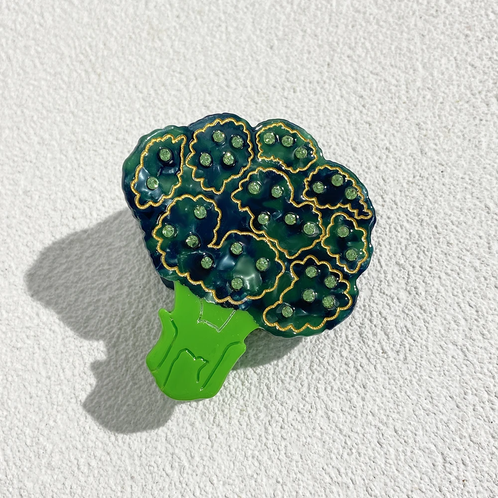 Luxury Green Rhinestone Cauliflower Hair Clip Claw For Women Girls Personality Vegetable Barrette Party Hair Accessories Gifts