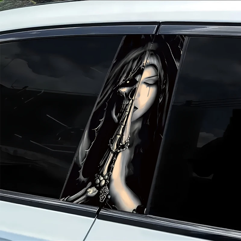 

2 наклейки на B-стойку автомобиля, виниловая защитная пленка с изображением молящейся женщины Инь-Ян