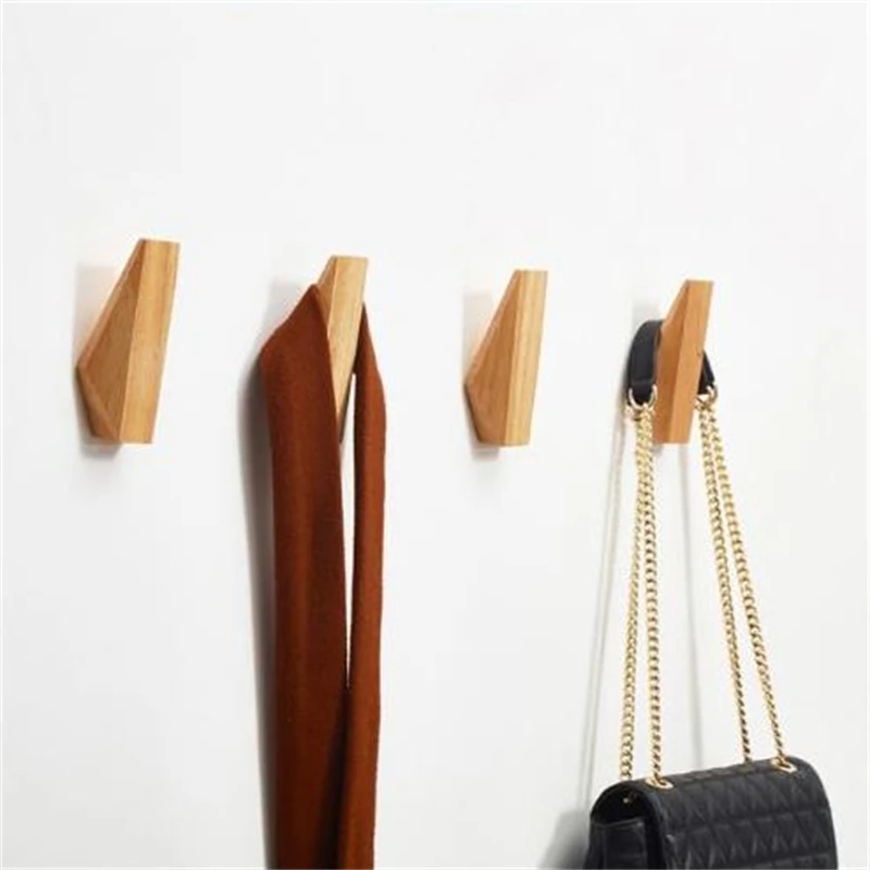 Rubber Wood Hook Wall Mounted Multi-Purpose Clothes Hanger Key Holder Decorative Hook Scarf Storage Kitchen Bathroom Accessories