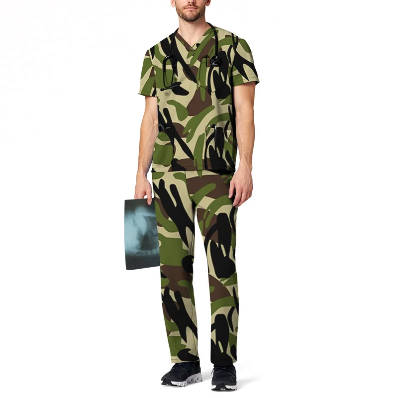 Camo Series Niche Quick Drying Cross Neck Protective Work Clothes Two-Piece Set High-End Short Sleeved Pants WB020-MR010