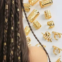 40 Uds. Trenzas de pelo africanas mezcla trenzadora de pelo anillos de Metal para el cabello cuentas puños tubos dijes ahuecados accesorios de decoración de rastas
