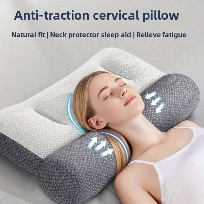 1pcs Ergonomic Zoned Traction Cervical Pillow Home Sleep Support Pillow Neck Relief Pillow for Comfortable Sleeping