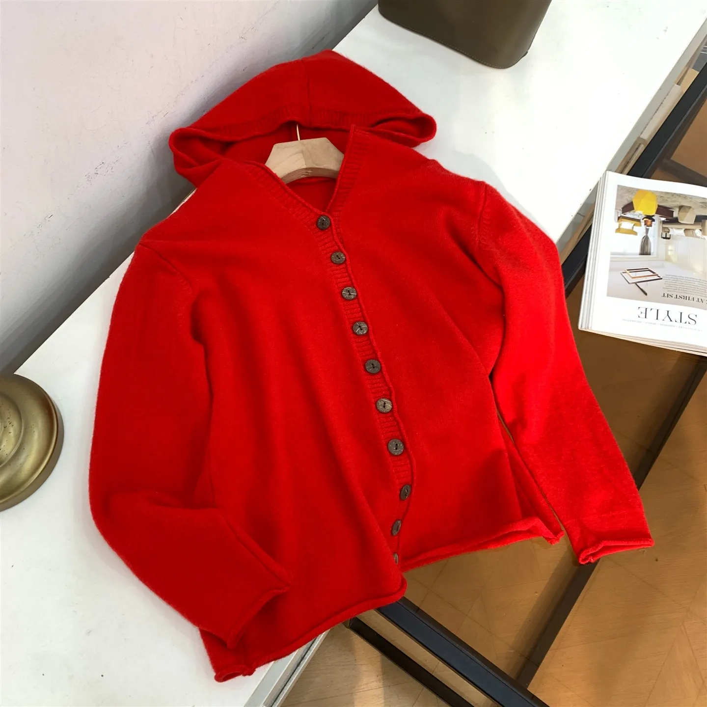 

Sweet Sle Straight Tube Sweater with Hat Women's Faionable Versatile Autumn Top J0 Long Sve Spring Regular Thin