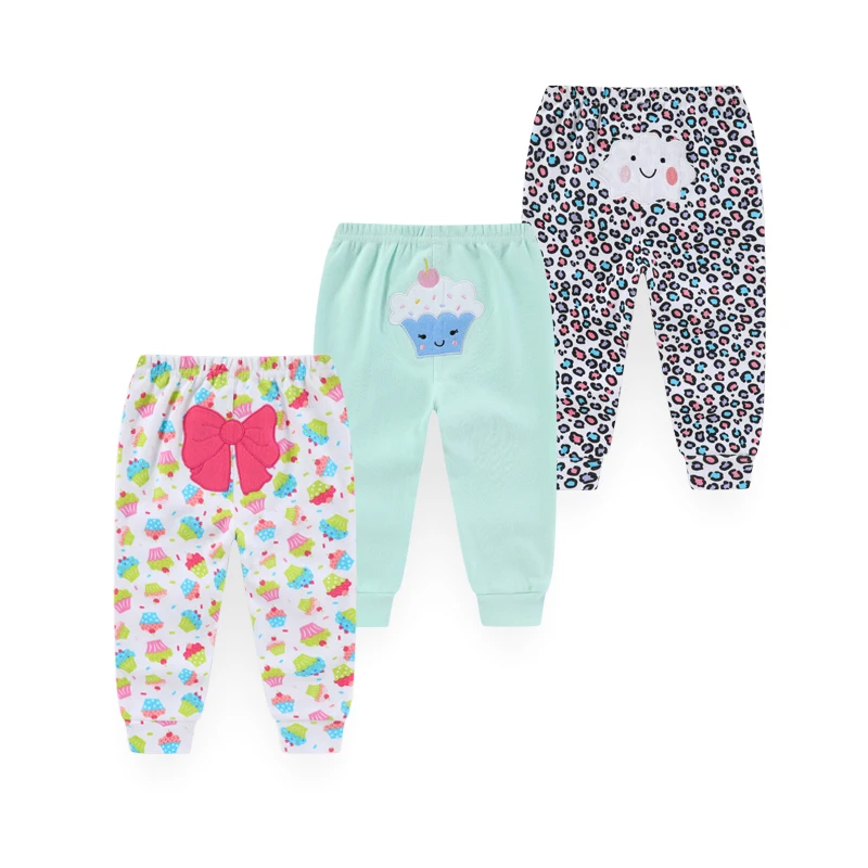 Kiddiezoom 3 Pcs/Lot Four Seasons Fashion Cartoon Unisex 100%Cotton Baby Boy Girl Pants Soft Infant Trousers