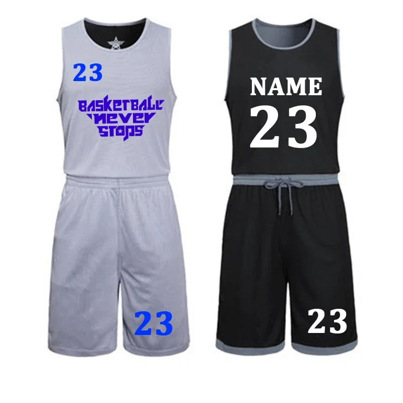 DIY basketball jerseys Set Uniforms kits Child Men Reversible Basketball shirts shorts suit Sports clothes Double-side Sportswea