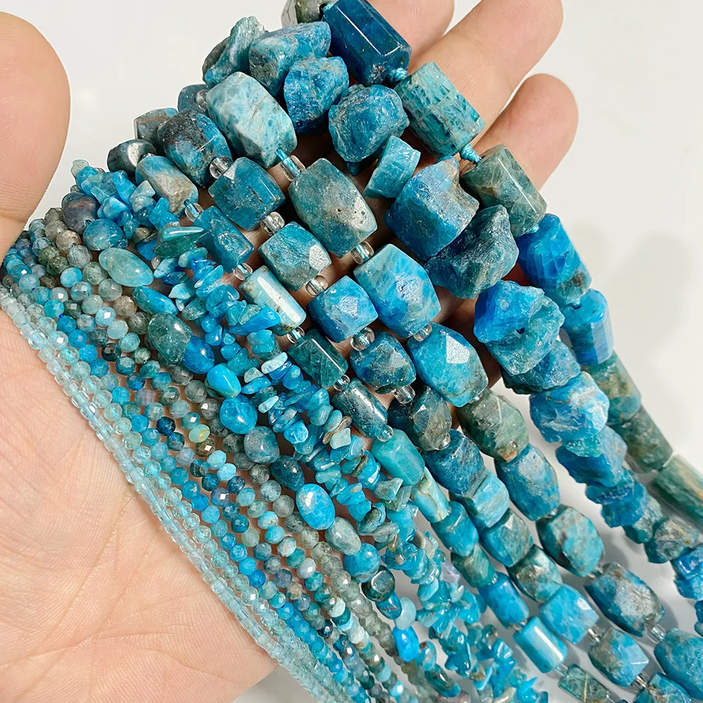 Natural Stone Blue Apatite Loose Spacer Beads For Making Jewelry Bracelet Necklace Accessorie Beads Charms