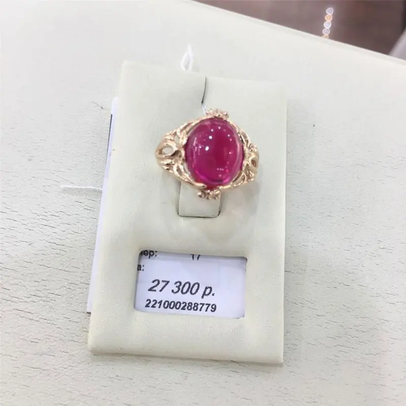 585 fioletowe złoto 14K rose inkrustowane złotem owalne ruby cabochon pierścienie dla kobiet otwarcie w stylu klasycznym urok elegancki biżuteria prezent