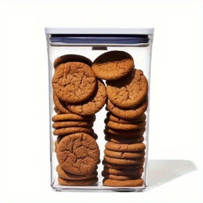 Recipiente de armazenamento de alimentos hermético retangular de plástico de 2,7 litros, branco, mantém alimentos secos frescos e sua despensa organizada