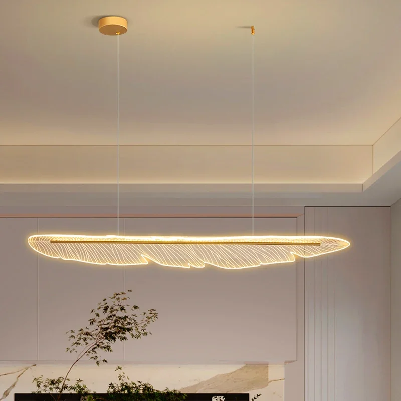 

Nordic Home Decor Long Pendant Lamp for Living Dining Table Room Kitchen Island Line Dimmable Acrylic Art Hanging Light Fixture