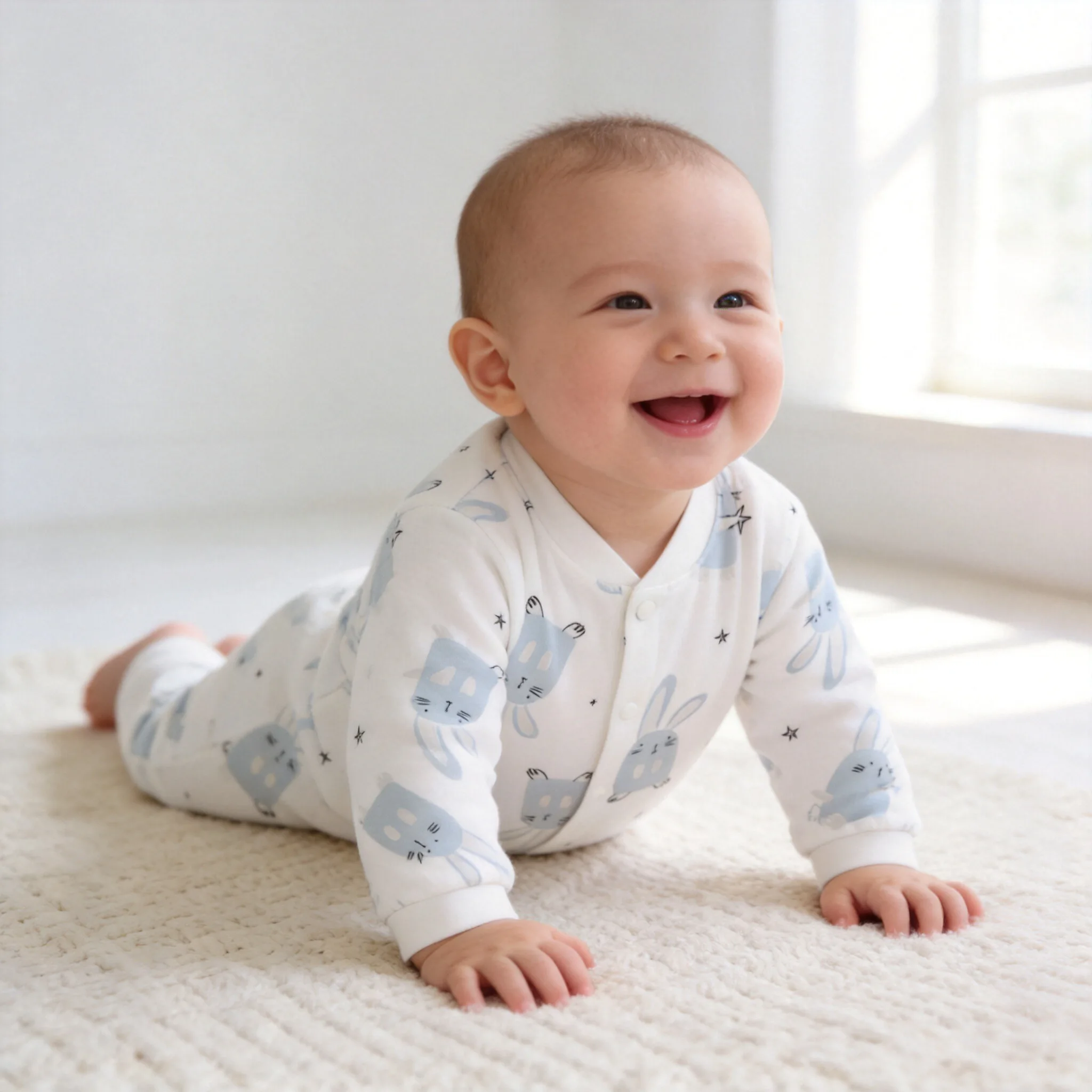 Ein Standard-Baby-Strampler 0-6 Monate Babykleidung 3 Monate Jungen Einteiler Kaninchen Dünner Baumwoll-Krabbelanzug – Detail 5