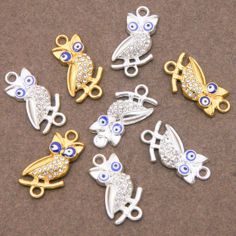 6pcs Retro Lady Bracelet Accessories Alloy Point Drill Owl Standing Branch Charm Bracelet Gift