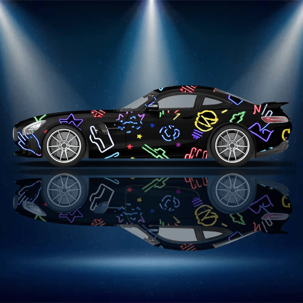 

Neon Hand Gesture Pattern Car Vinyl Wraps Decal Self-adhesive PVC Sticker Suitable for Trucks SUV Decoration Auto Accessories