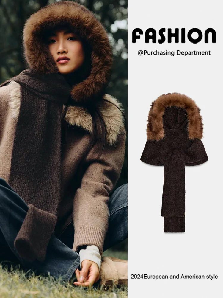 

Модный шарф из искусственного меха, женская новая зимняя теплая шапка с эффектом 2025 года, элегантная этническая одежда для выступлений на сцене