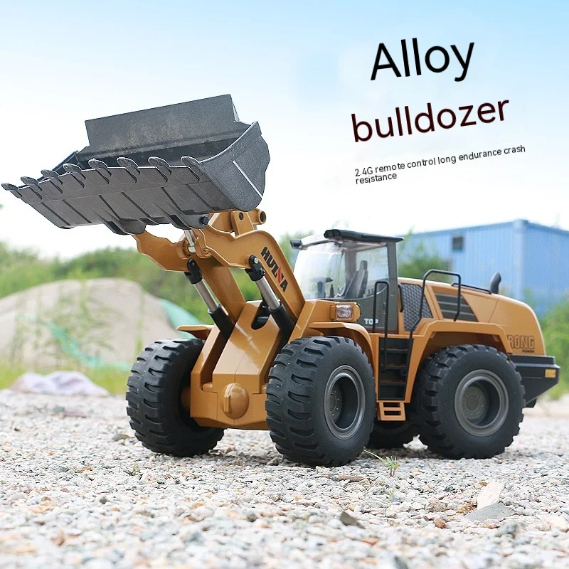 Huina 583 Large Remote Control Loader Electric Alloy Engineering Vehicle Model Toy Screw Screw Bulldozer Boy Gift