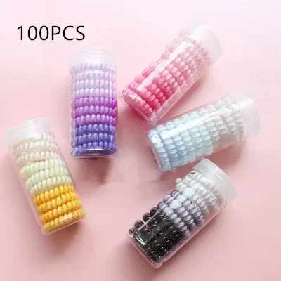 

New arrival women telephone ring hair bands with box girl's rubber band lady's hair tie hair accessories candy color gum