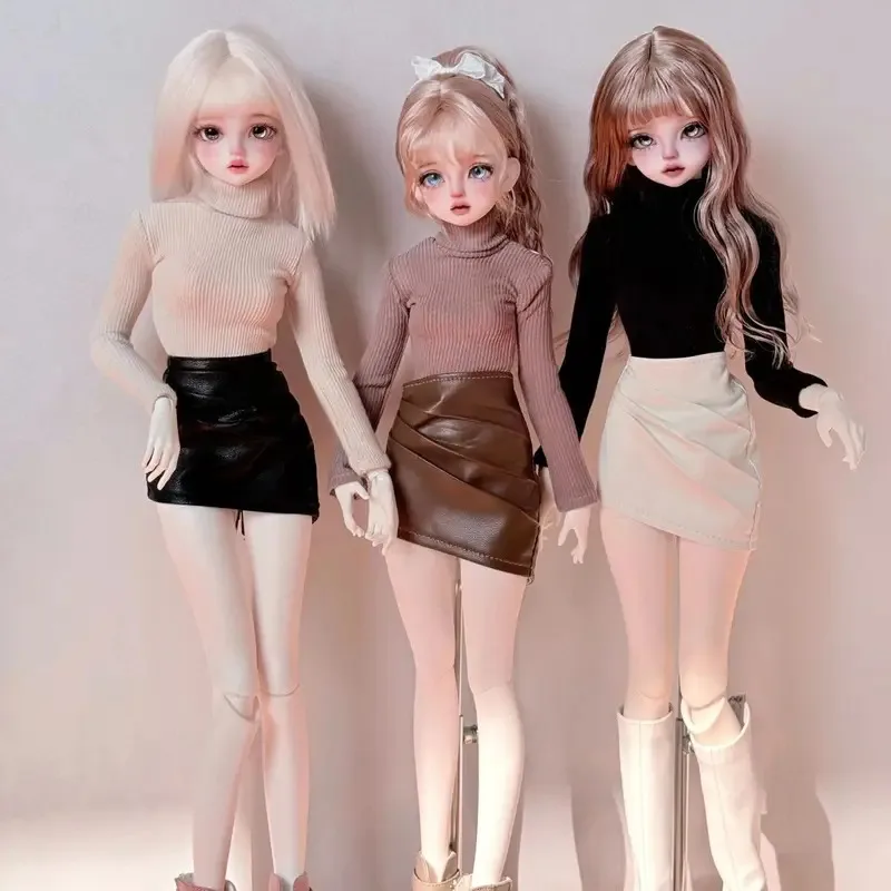

Новый костюм для куклы 1/4 для куклы Bjd 45 см, кожаная юбка с длинными рукавами, игрушки для девочек, платье, игровой домик, аксессуары для кукол, без куклы