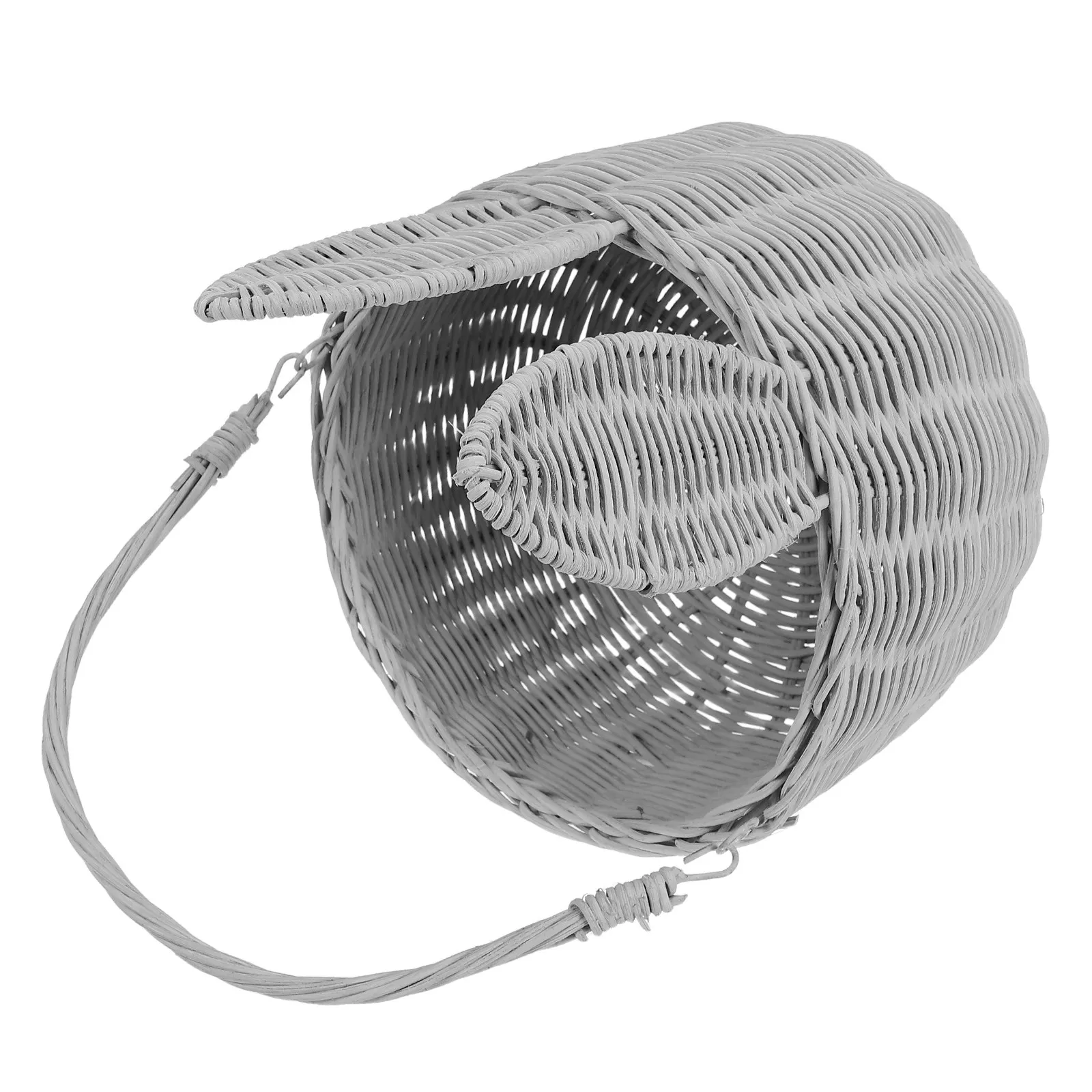 

Плетеная корзина из ротанга в форме кроличьих ушей, серая, с ручкой, для пасхальных яиц, пикника, сервировки, вечеринок, Рождества