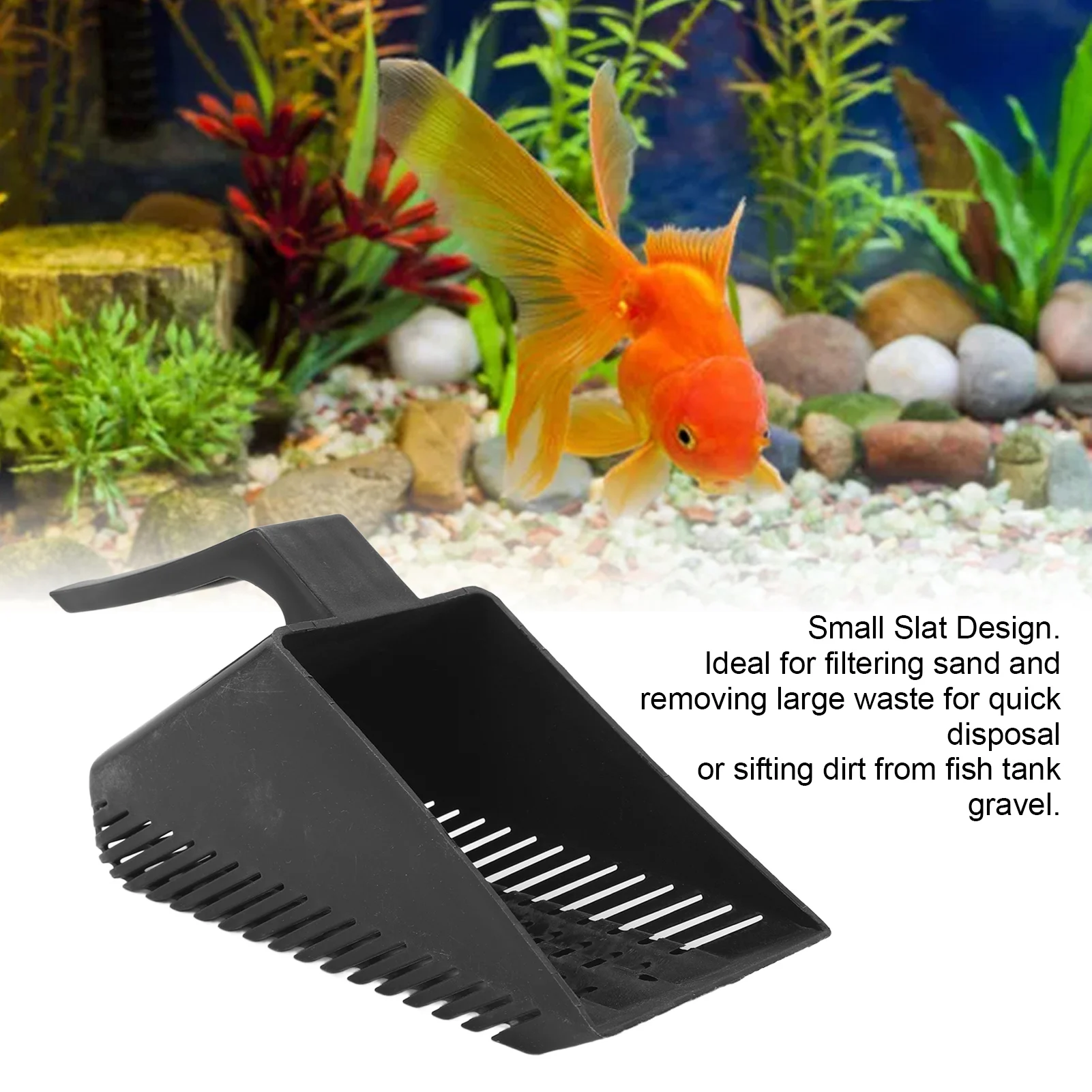 

Aquarium Gravel Sand Shovel Strong Construction Clean Pan Scoop Shovel Plastic Gravel Strainer Shovel Clean Tool Black