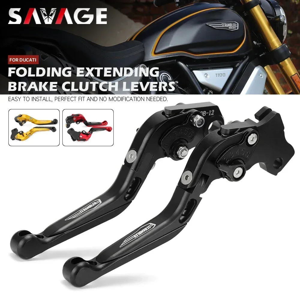 Folding Clutch Brake Levers For DUCATI SCRAMBLER 1100 800 Full Trottle/ Icon 2018-2024 Motorcycle Accessories Extendable Handles