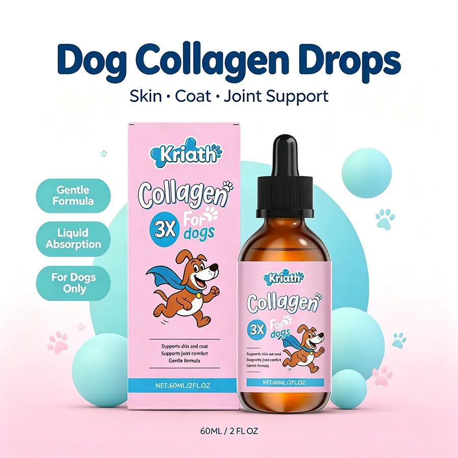 Liquid Glucosamine & Collagen Drops for Dogs | Premium Joint Support & Coat Care Supplement | Gentle Pet Food Topper 60ml