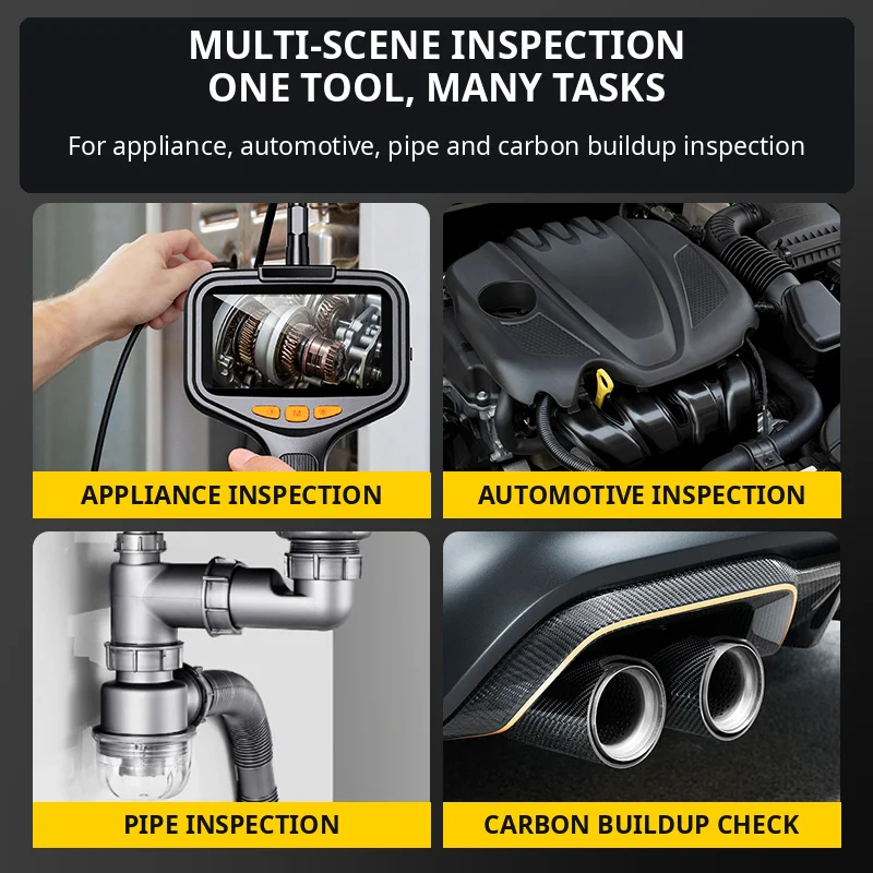 1080P Industrial Endoscope Instrument with High-Definition Visual Probe for Automotive and Sewer Inspection