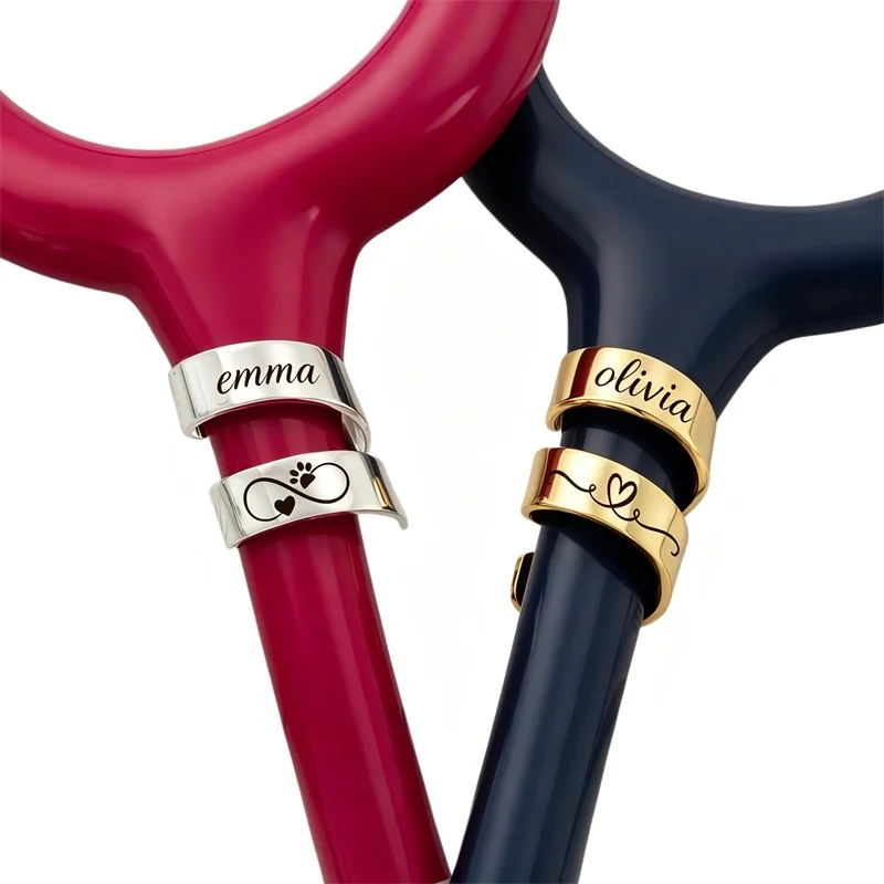 Bijou stéthoscope personnalisé avec nom gravé, pendentif stéthoscope pour infirmières et médecins