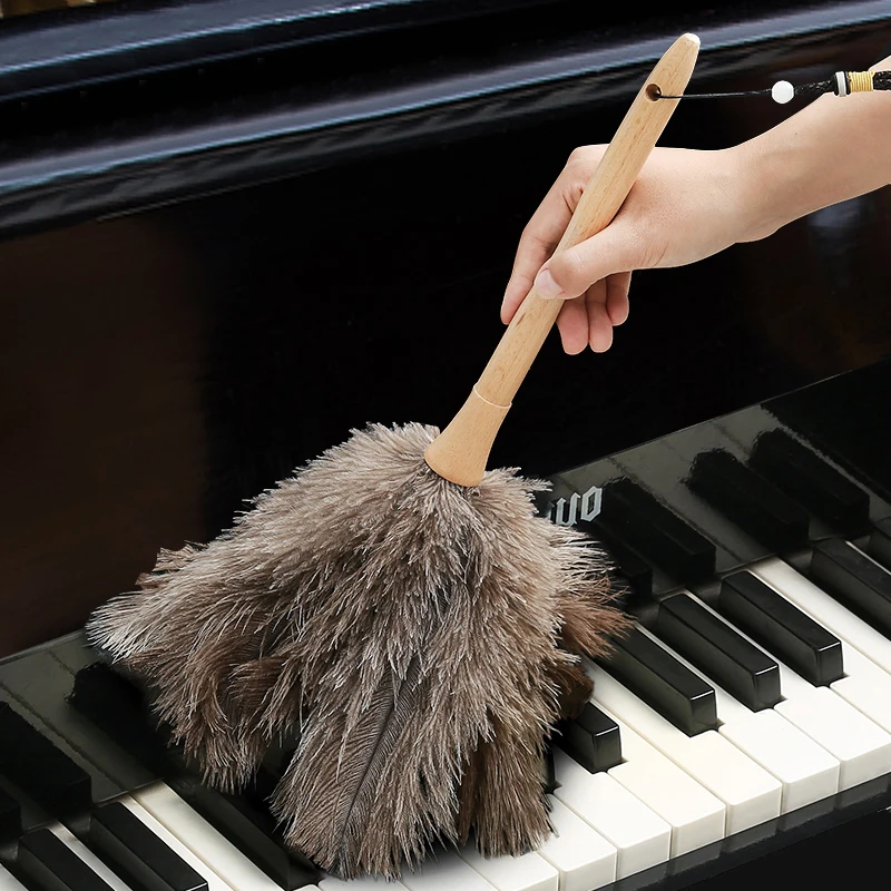 Ostrich Feather Duster Handmade Household Cleaning Accessories Car Interior Cleaning Brush Wooden Long Handle Feather Dusters