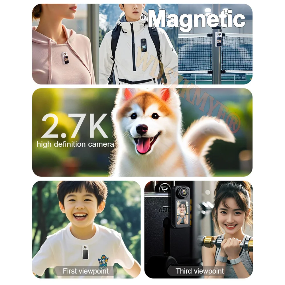 جيب كاميرا صغير حقيقي 2.7K 1080P مع حبل مغناطيسي WIFI خارجي DV 180 ° مسجل أمان محمول للعمل الرياضي قابل للدوران #2