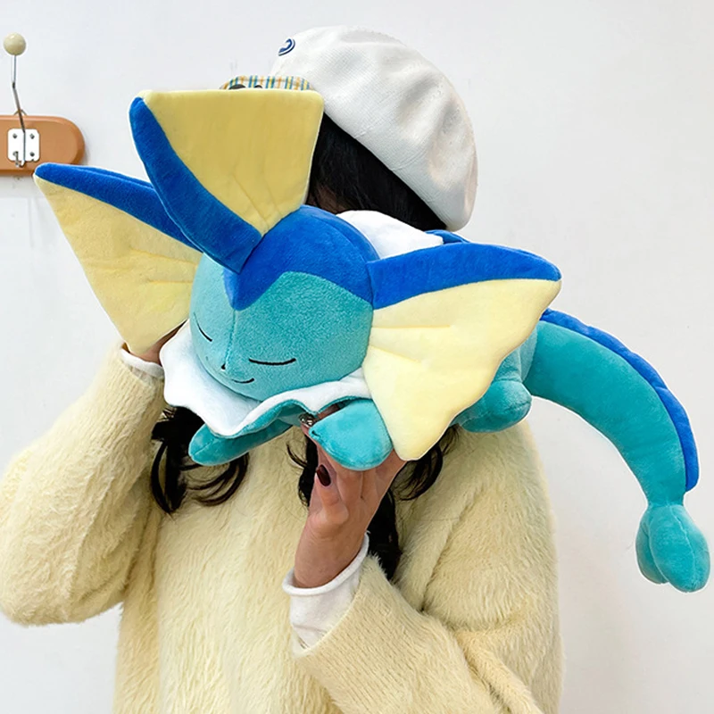 30-70cm Pokémon Vaporeon Plush Toys Large Cartoon Plushie Cute Eevee Anime Pokemon Pillow Doll Stuffed Gift for Childrens Xmas