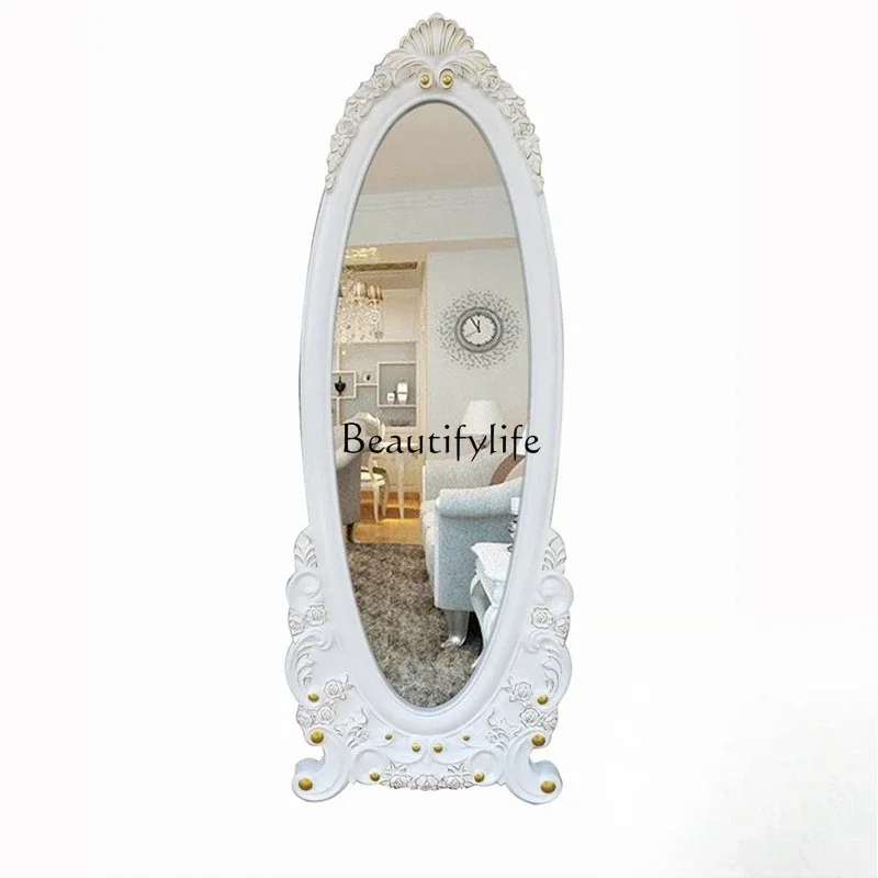 European retro carved full body fitting mirror for home useL