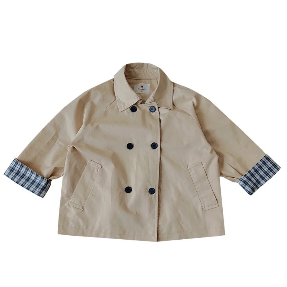 2026 Spring Autumn Girls Mid Length Trench Coat, British Style Double Breasted Casual Outerwear Jacket for Toddler Baby Kids