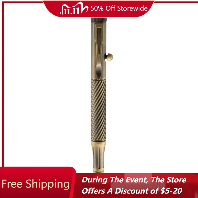 

Bulk Discount Luxury Brass Rollerball Pen Black 0.7mm Refill Meeting Writing Smooth Ball Pen Business Cute Pocket Gel Pens Gift