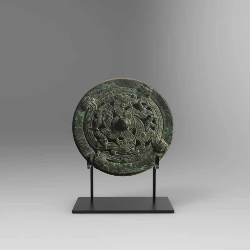 

Display stand Bronze mirror Iron bracket Antique jade wall appreciation plate