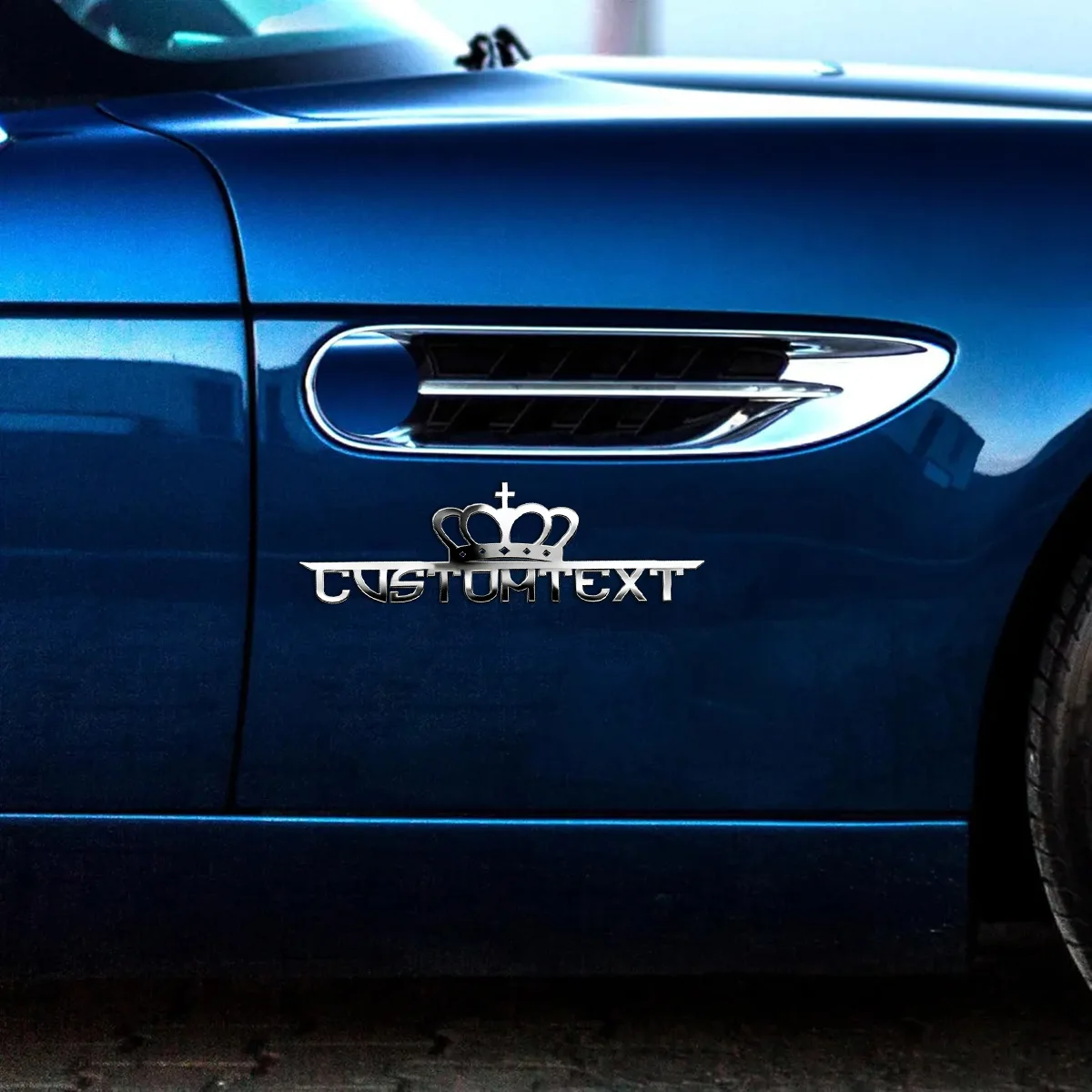 Classic Crown Creative Font 3D Metal Waterproof Car Sticker Auto Rear Emblem Badge Custom Name Holder Logo Personalized Gifts view 5