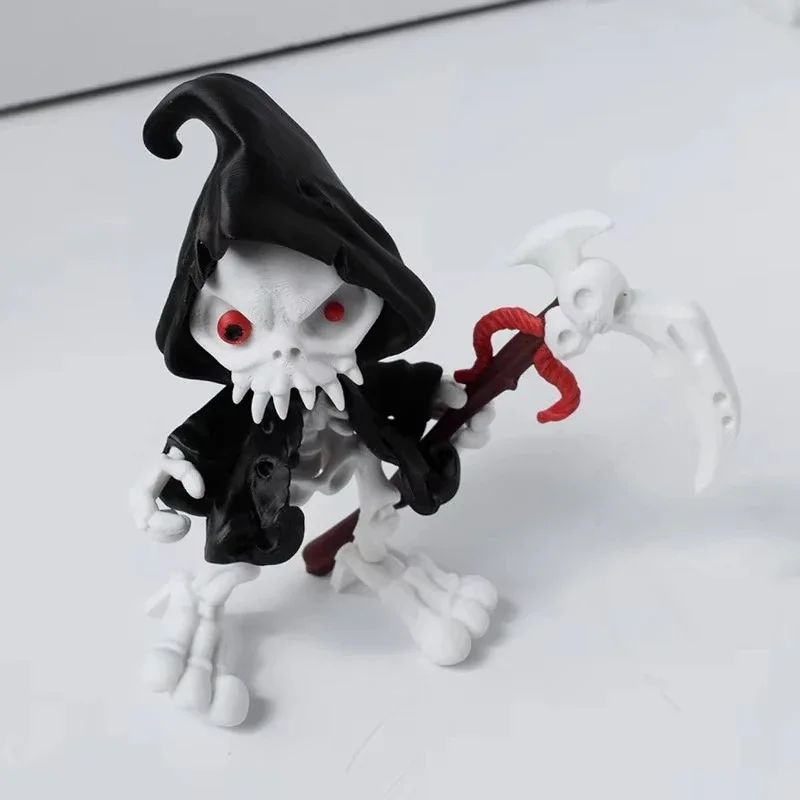 Halloween 3D Printing Cartoon Grim Reaper Figure Kid's Toys Home Crafts Ornament Creative Joint Movable Model Holiday Gift Sets