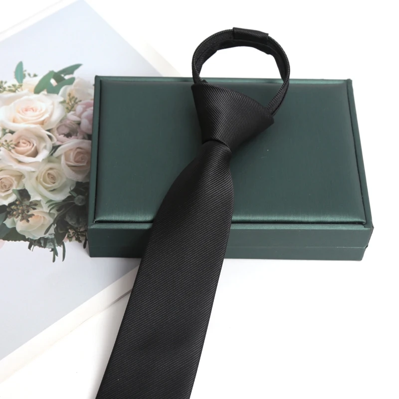 الألوان السوداء قبل تعادل سستة ربطة العنق نحيل 6 سنتيمتر العلاقات للرجال النساء الجاكار Cravat الأعمال الترفيه هدايا الحفلات Corbatas #4