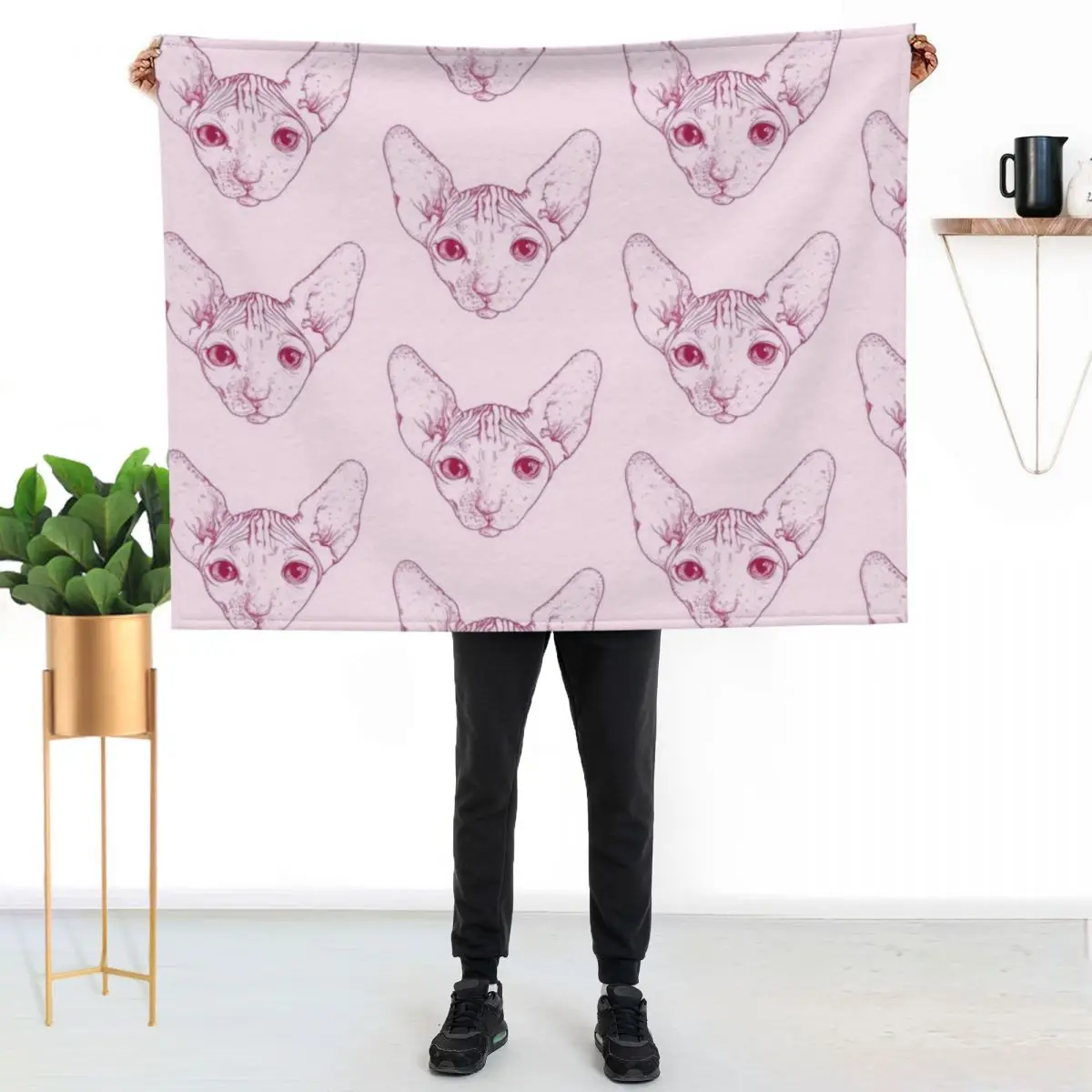 

Sphynx. Cat pink Throw Blanket All Weather Soft Throw Blanket for Sofa
