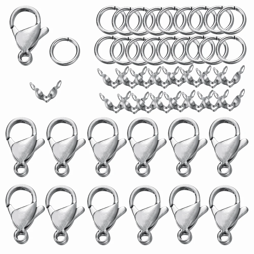 80Pcs/Set Stainless Steel Lobster Clasps Jump Rings Connectors