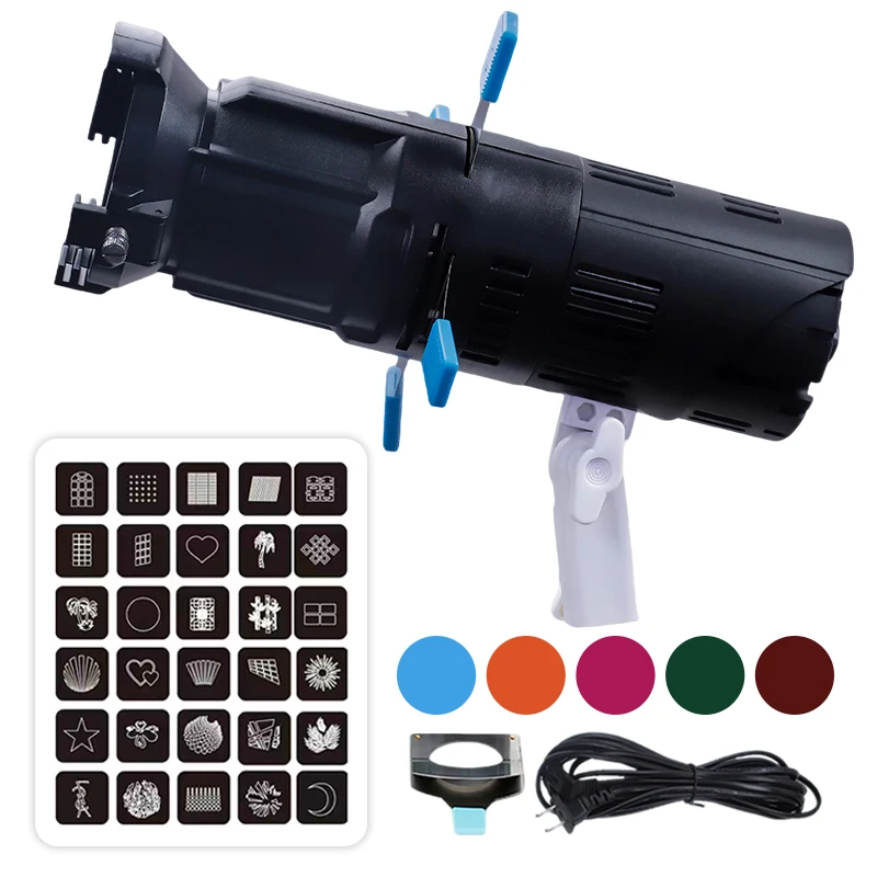 YSKE 40W LED Photography Spotlight 2700-7000K Projection Light 30 Patterns Geometric Panel 5 Color Filters