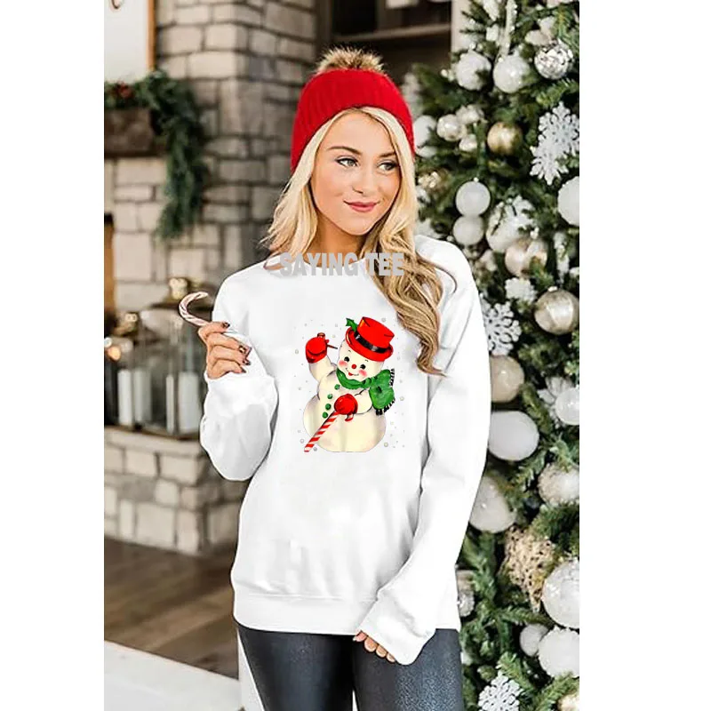 Funny Christmas Snowman Matching Family Pajama Xmas Costume Vintage T-Shirt Gifts Humor Funny Pullower Sweater Cotton Sweatshirt