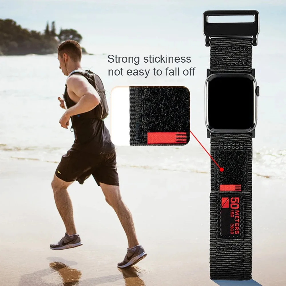 Nylon Loop Strap For Apple Watch Series 9 8 7 45mm 41mm Ultra 2 49mm Men Sport Band For iWatch Series 6 5 4 3 se 44mm 40mm 42mm