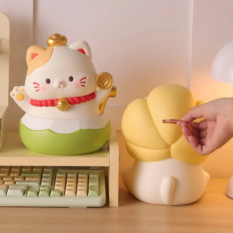 Cartoon Cat Money Boxes Accent Luxury Design Modern Cream Cute Aesthetic Save Space Piggy Bank Cheap Tirelire Home Products