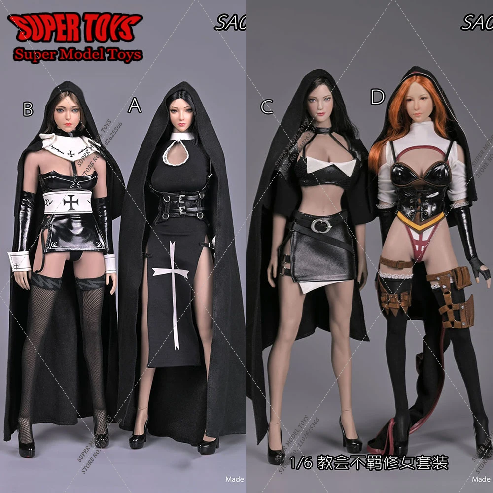 1/6 Scale Church Unconstrained Sister Nun Costume Set High Shoes Model Accessories Fit 12'' Female Soldier Action Figure Body