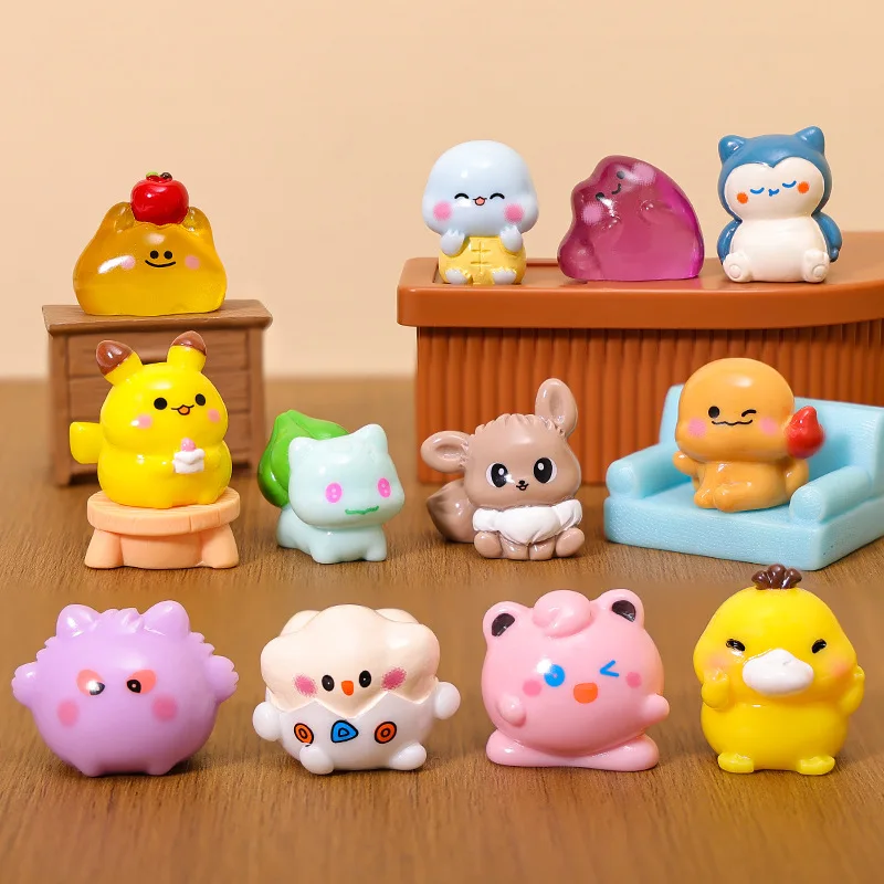 12 Stück/Set Pokemon Pikachu Anime-Figuren Niedliche Charmander Bulbasaur Leuchtende Kawaii Ornament-Kollektion Q.ver Spielzeug Geburtstagsgeschenk