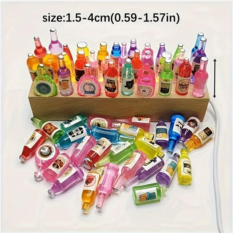 50 قطعة من زجاجة مشروبات صغيرة لتزيين بيت الدمية، حافظة هاتف محمول ذاتية الصنع لتزيين بيت الدمية