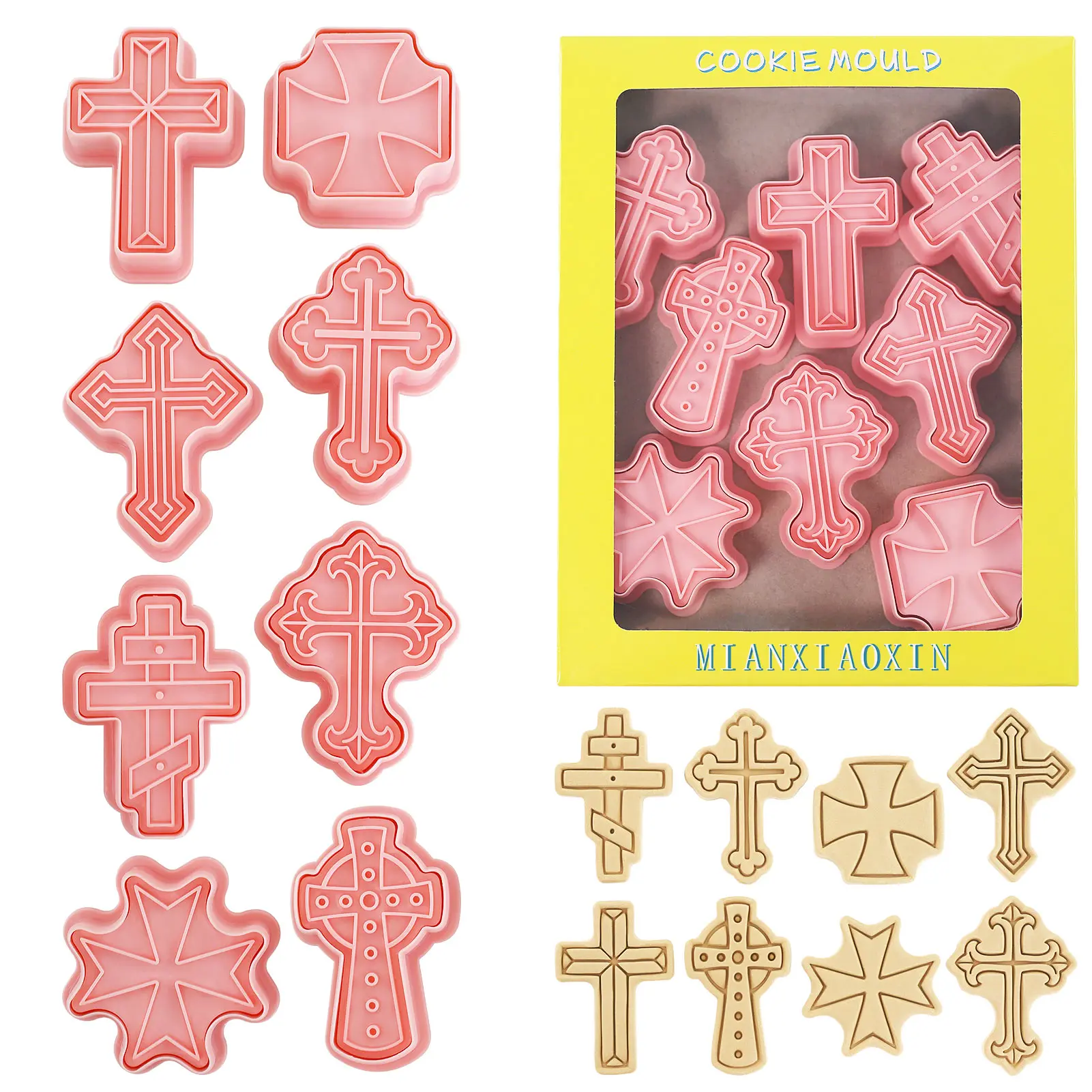 8 Stück Ausstechformen mit religiösem Thema, Kreuzformen, christliche Ausstechformen, Keksenschneider, Tonschneider, Fondant-Gadgets
