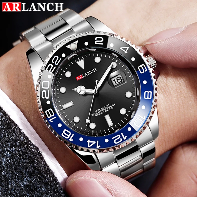 ARLANCH رائجة البيع ساعة كوارتز رجالية رياضية ساعات رجالي العلامة التجارية الفاخرة مقاوم للماء كامل الصلب ساعة كوارتز الرجال Relogio Masculino